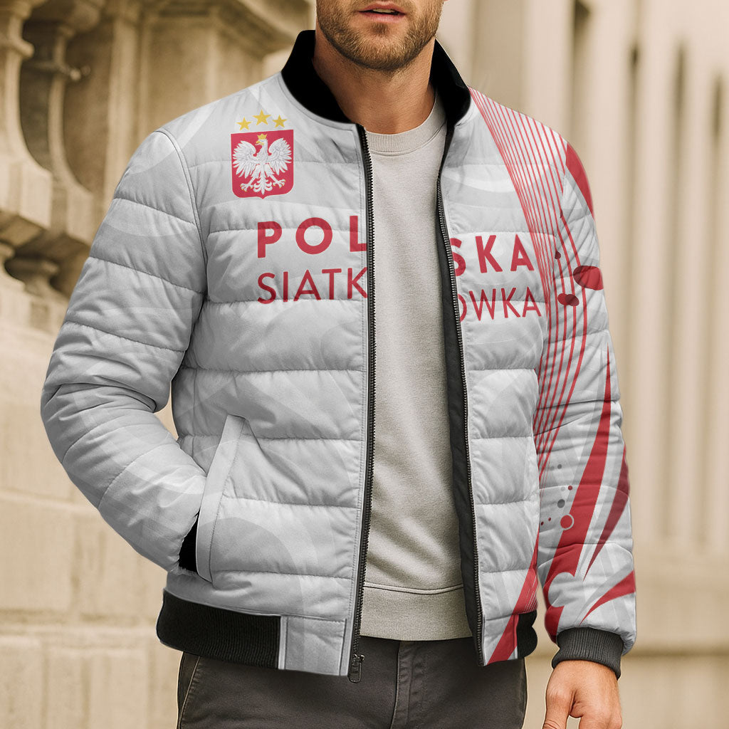 Custom Poland Volleyball 2026 Bomber Puffer Jacket Polska Siatkowka 3 Time Champions