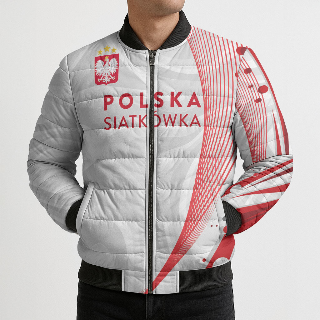 Custom Poland Volleyball 2026 Bomber Puffer Jacket Polska Siatkowka 3 Time Champions
