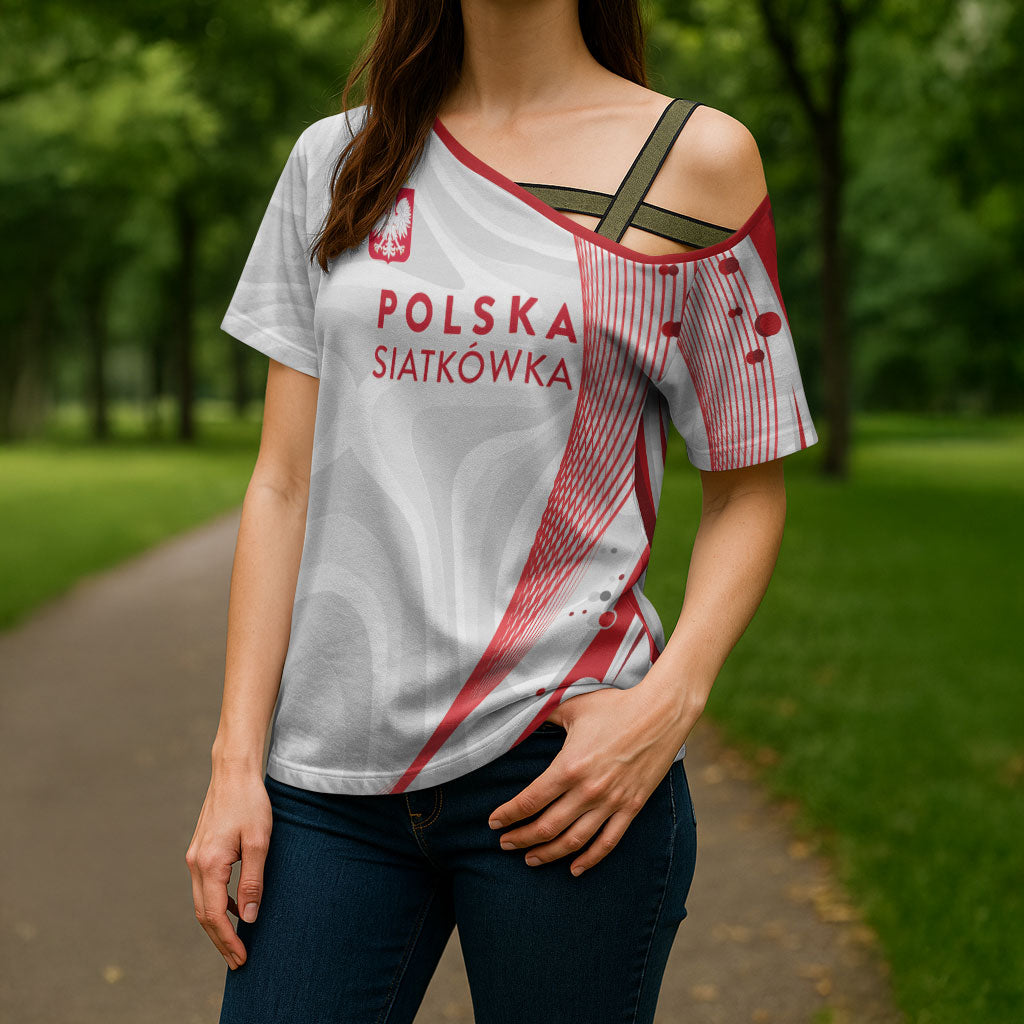 Custom Poland Volleyball 2026 Cross Shoulder Shirt Polska Siatkowka 3 Time Champions