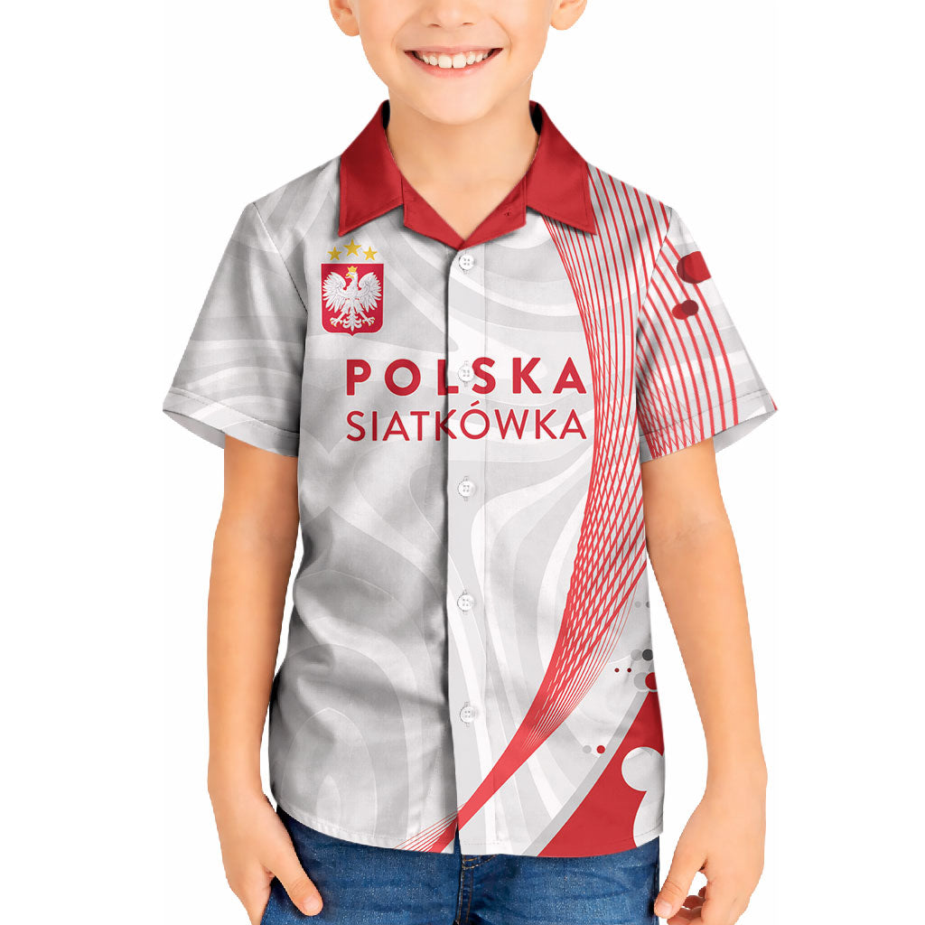 Custom Poland Volleyball 2026 Kid Hawaiian Shirt Polska Siatkowka 3 Time Champions