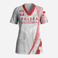 Custom Poland Volleyball 2026 Scrub Top Polska Siatkowka 3 Time Champions