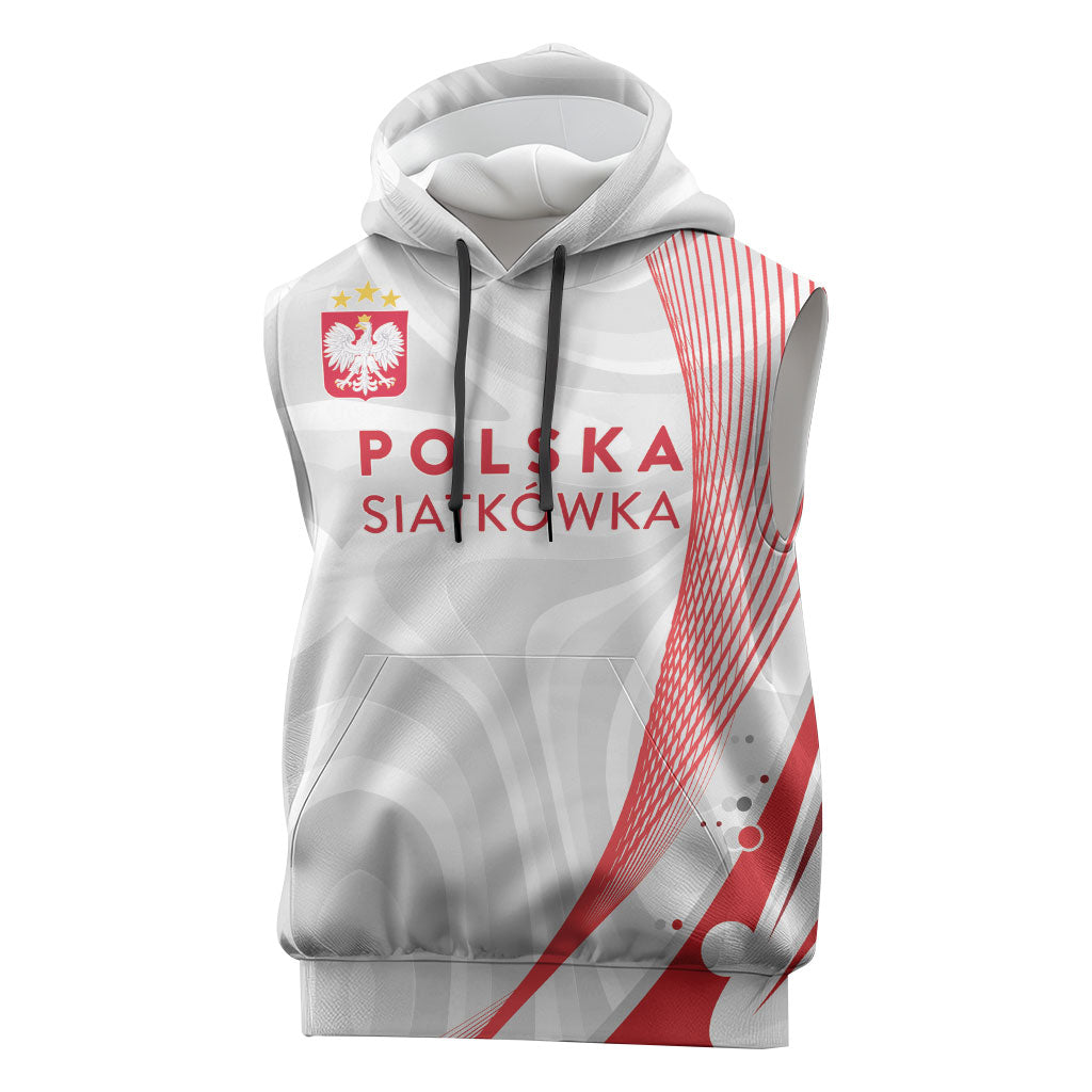 Custom Poland Volleyball 2026 Sleeveless Hoodie Polska Siatkowka 3 Time Champions