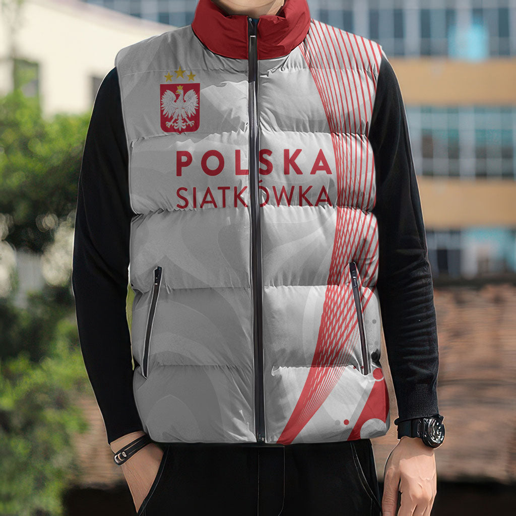 Custom Poland Volleyball 2026 Sleeveless Puffer Jacket Polska Siatkowka 3 Time Champions