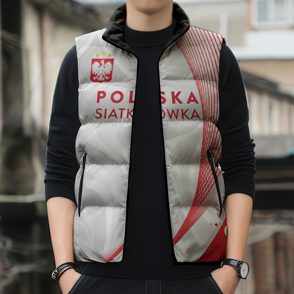 Custom Poland Volleyball 2026 Sleeveless Puffer Jacket Polska Siatkowka 3 Time Champions