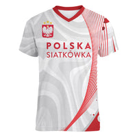 Custom Poland Volleyball 2026 Women V-Neck T-Shirt Polska Siatkowka 3 Time Champions