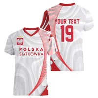 Custom Poland Volleyball 2026 Women V-Neck T-Shirt Polska Siatkowka 3 Time Champions