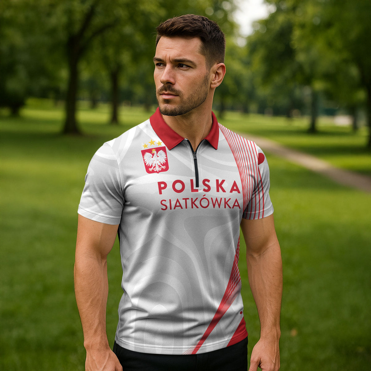 Custom Poland Volleyball 2026 Zipper Polo Shirt Polska Siatkowka 3 Time Champions