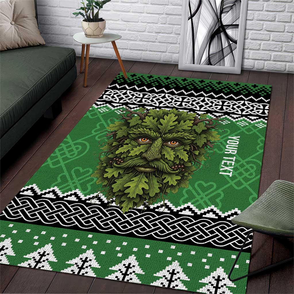 Personalized Anglesey Wales Christmas Area Rug Green Man Celtic Knot - Wonder Print Shop