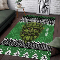 Personalized Anglesey Wales Christmas Area Rug Green Man Celtic Knot - Wonder Print Shop