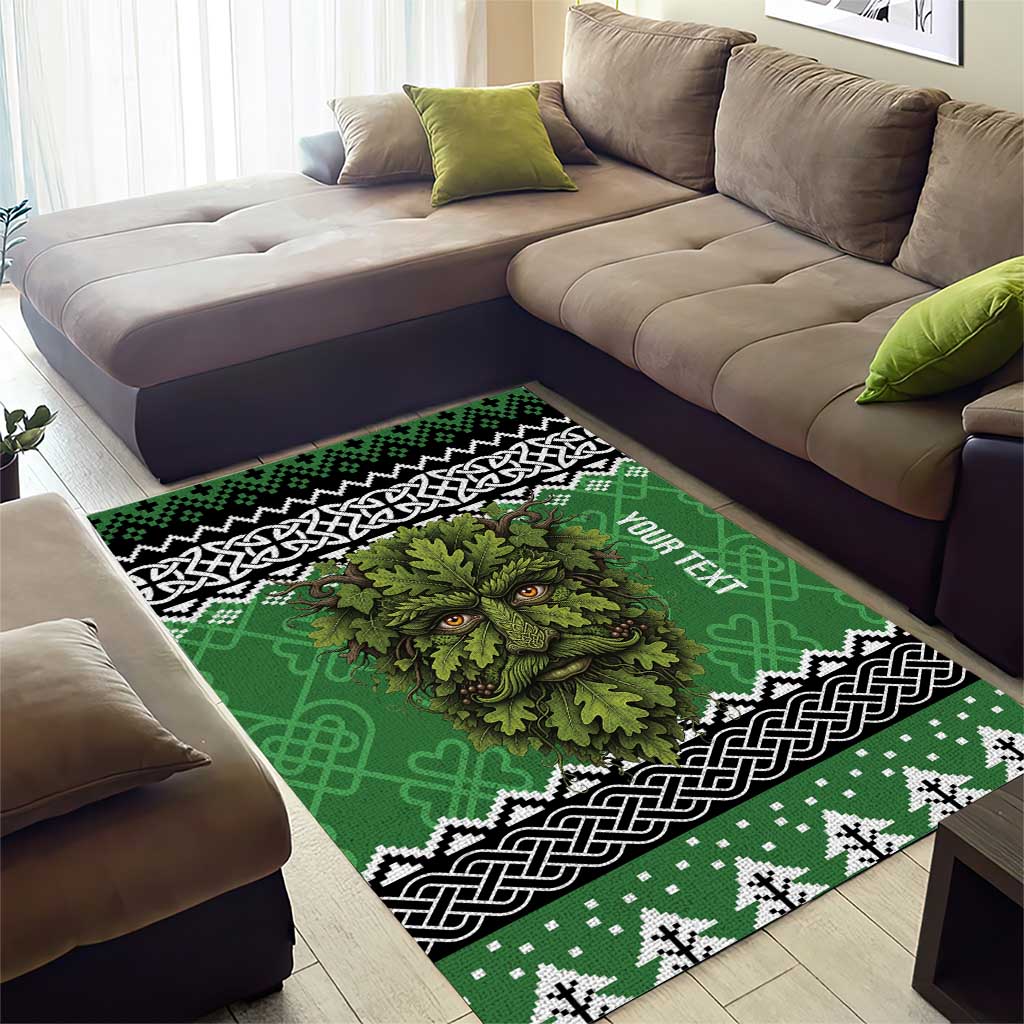 Personalized Anglesey Wales Christmas Area Rug Green Man Celtic Knot - Wonder Print Shop