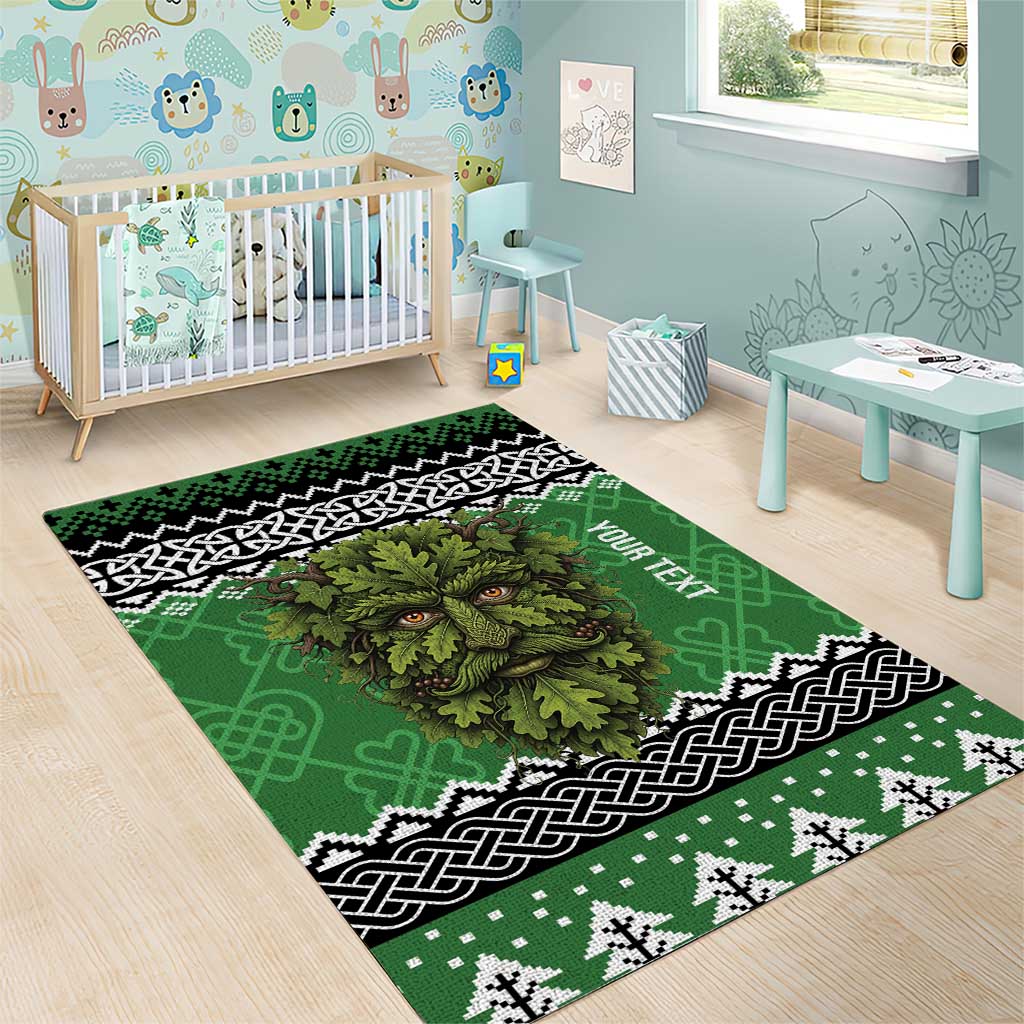 Personalized Anglesey Wales Christmas Area Rug Green Man Celtic Knot - Wonder Print Shop