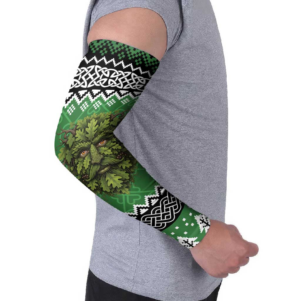 Personalized Anglesey Wales Christmas Arm Sleeves Green Man Celtic Knot - Wonder Print Shop