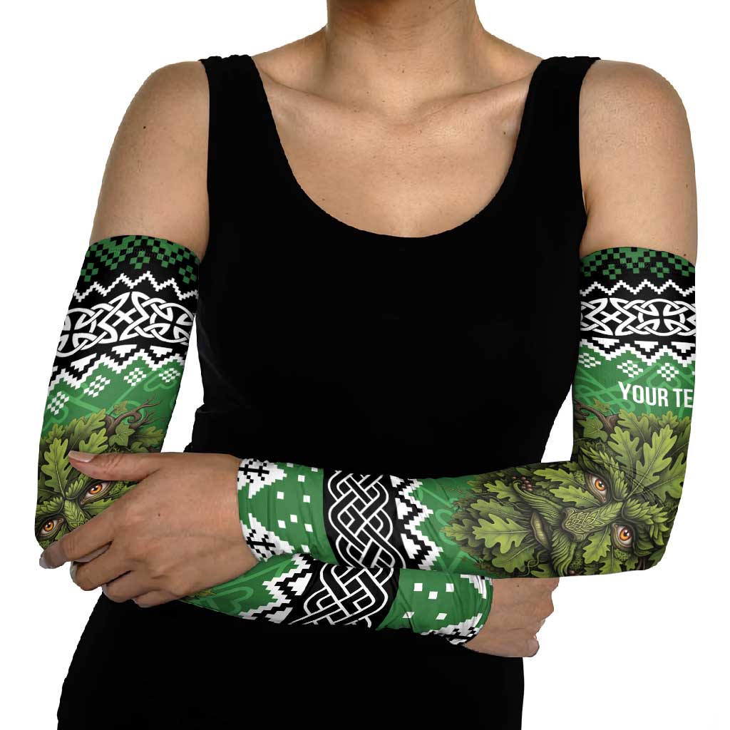 Personalized Anglesey Wales Christmas Arm Sleeves Green Man Celtic Knot - Wonder Print Shop