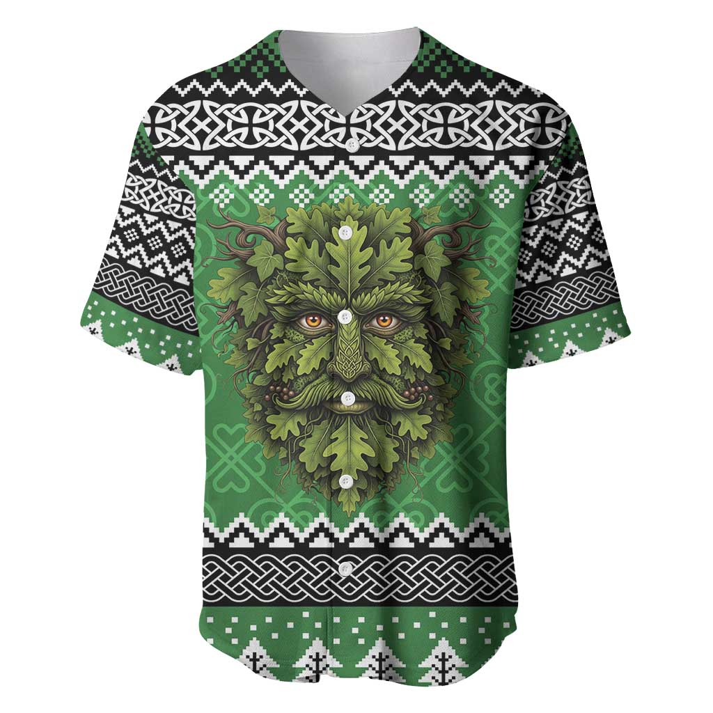 Personalized Anglesey Wales Christmas Baseball Jersey Green Man Celtic Knot - Wonder Print Shop