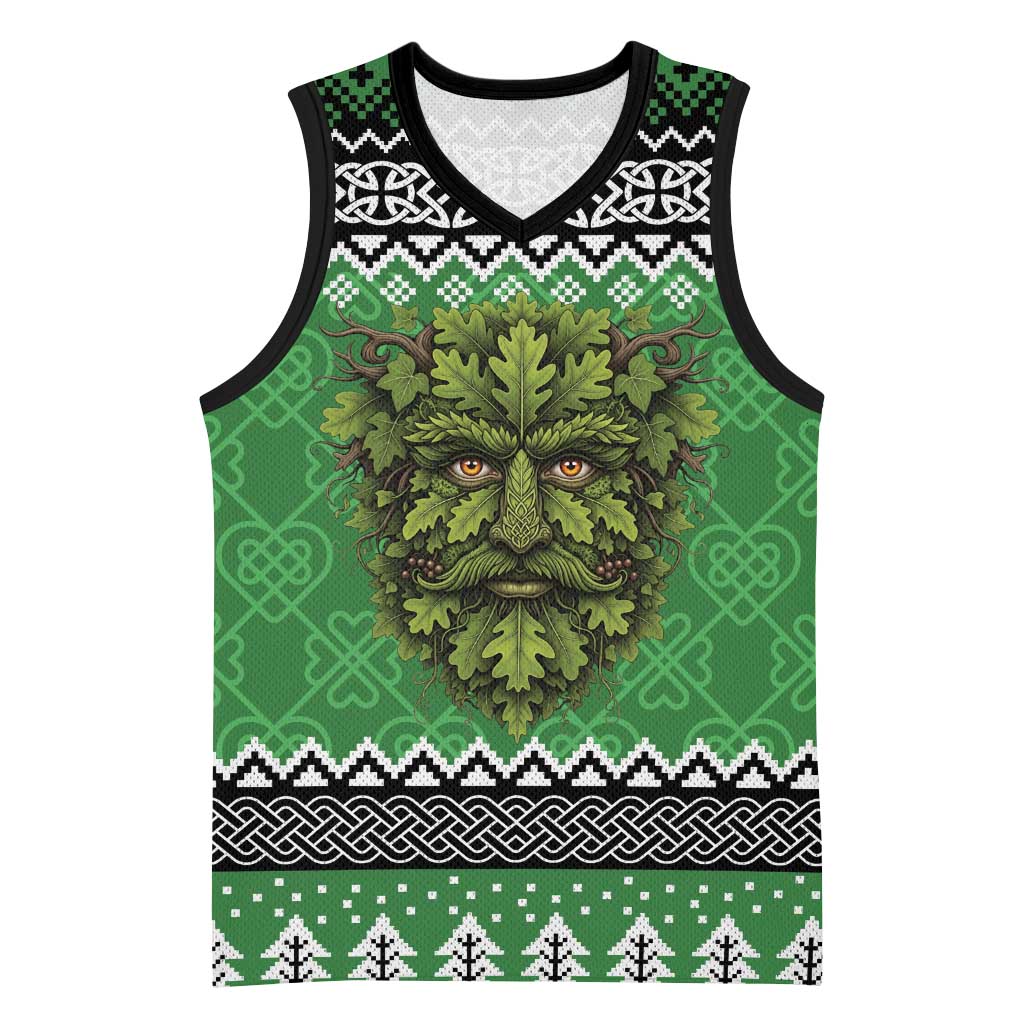 Personalized Anglesey Wales Christmas Basketball Jersey Green Man Celtic Knot - Wonder Print Shop