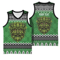 Personalized Anglesey Wales Christmas Basketball Jersey Green Man Celtic Knot - Wonder Print Shop