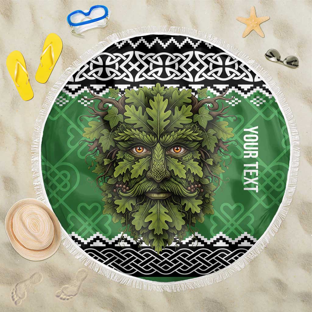 Personalized Anglesey Wales Christmas Beach Blanket Green Man Celtic Knot - Wonder Print Shop