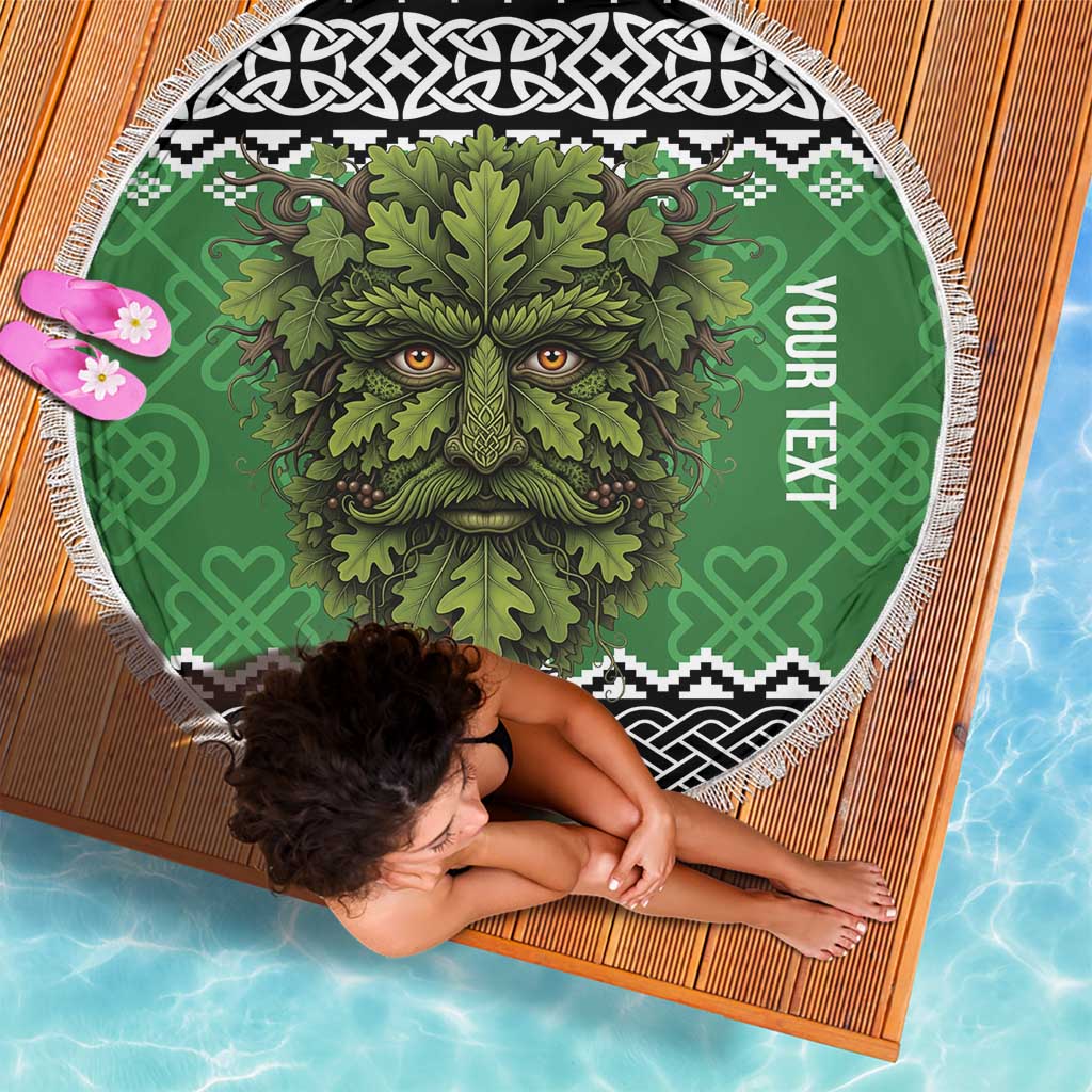 Personalized Anglesey Wales Christmas Beach Blanket Green Man Celtic Knot - Wonder Print Shop