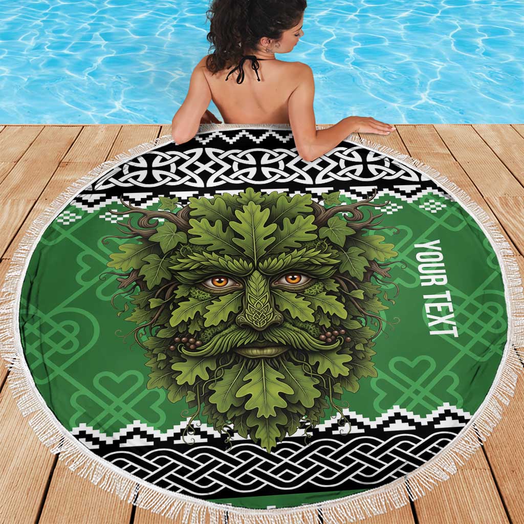 Personalized Anglesey Wales Christmas Beach Blanket Green Man Celtic Knot - Wonder Print Shop