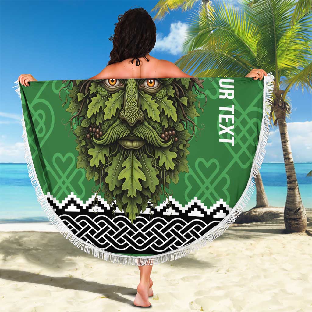 Personalized Anglesey Wales Christmas Beach Blanket Green Man Celtic Knot - Wonder Print Shop