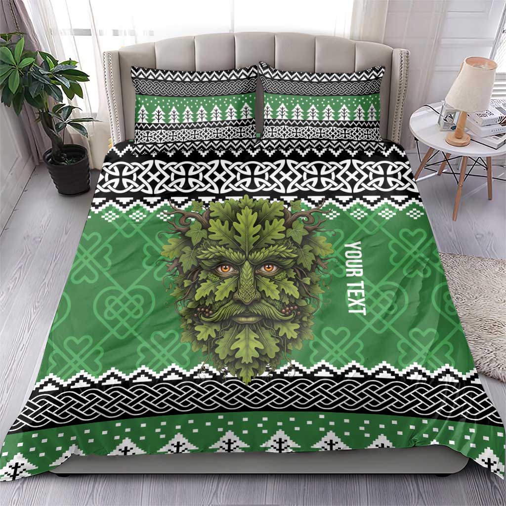 Personalized Anglesey Wales Christmas Bedding Set Green Man Celtic Knot - Wonder Print Shop