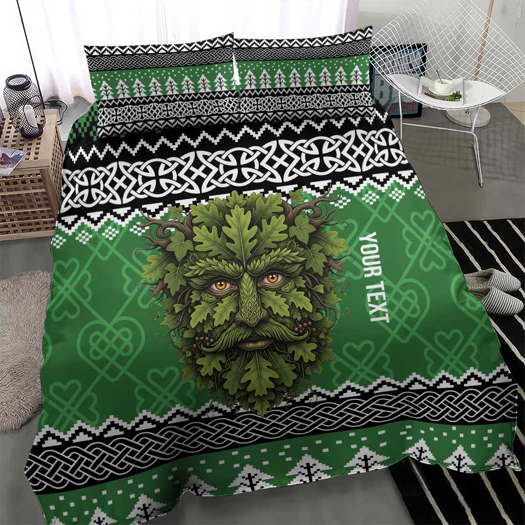 Personalized Anglesey Wales Christmas Bedding Set Green Man Celtic Knot - Wonder Print Shop