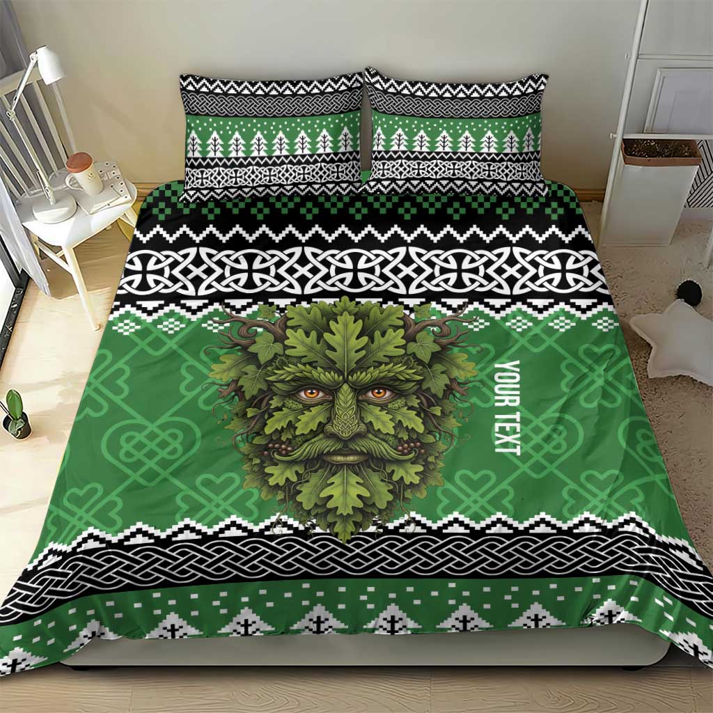 Personalized Anglesey Wales Christmas Bedding Set Green Man Celtic Knot - Wonder Print Shop