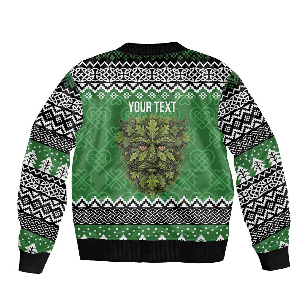 Personalized Anglesey Wales Christmas Bomber Jacket Green Man Celtic Knot - Wonder Print Shop
