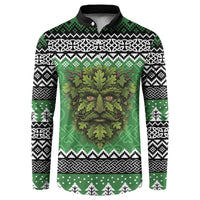 Personalized Anglesey Wales Christmas Button Sweatshirt Green Man Celtic Knot - Wonder Print Shop