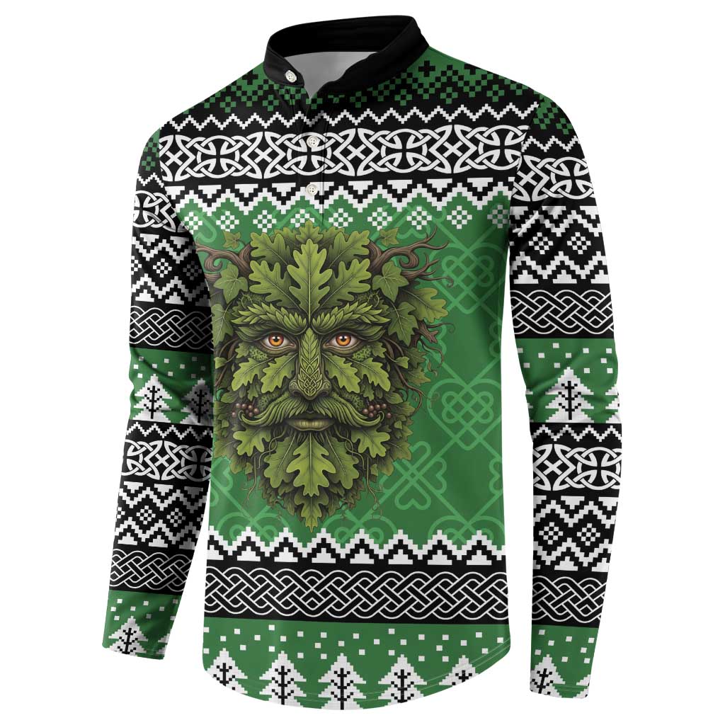 Personalized Anglesey Wales Christmas Button Sweatshirt Green Man Celtic Knot - Wonder Print Shop