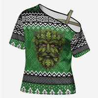 Personalized Anglesey Wales Christmas Cross Shoulder Shirt Green Man Celtic Knot - Wonder Print Shop