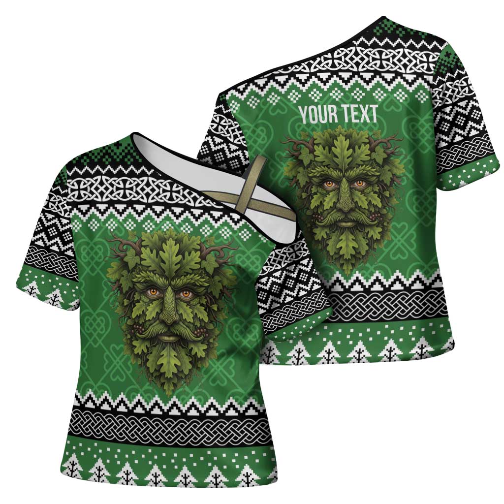 Personalized Anglesey Wales Christmas Cross Shoulder Shirt Green Man Celtic Knot - Wonder Print Shop