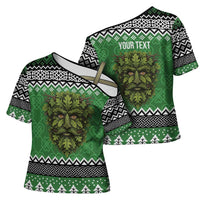 Personalized Anglesey Wales Christmas Cross Shoulder Shirt Green Man Celtic Knot - Wonder Print Shop