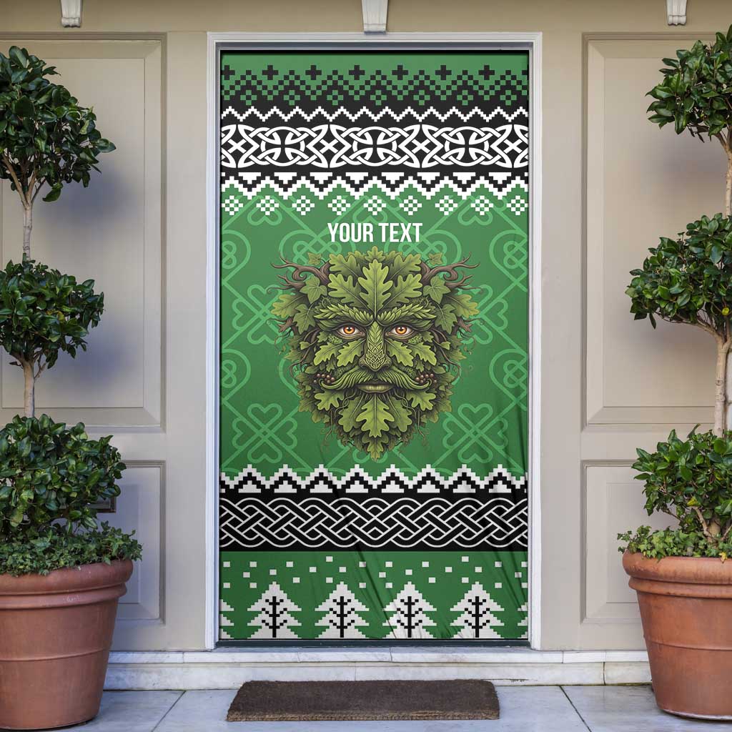 Personalized Anglesey Wales Christmas Door Cover Green Man Celtic Knot - Wonder Print Shop