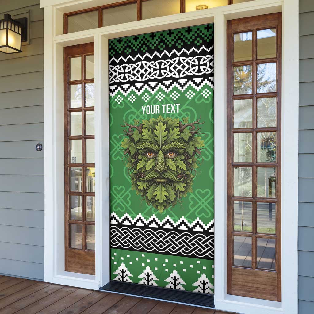 Personalized Anglesey Wales Christmas Door Cover Green Man Celtic Knot - Wonder Print Shop