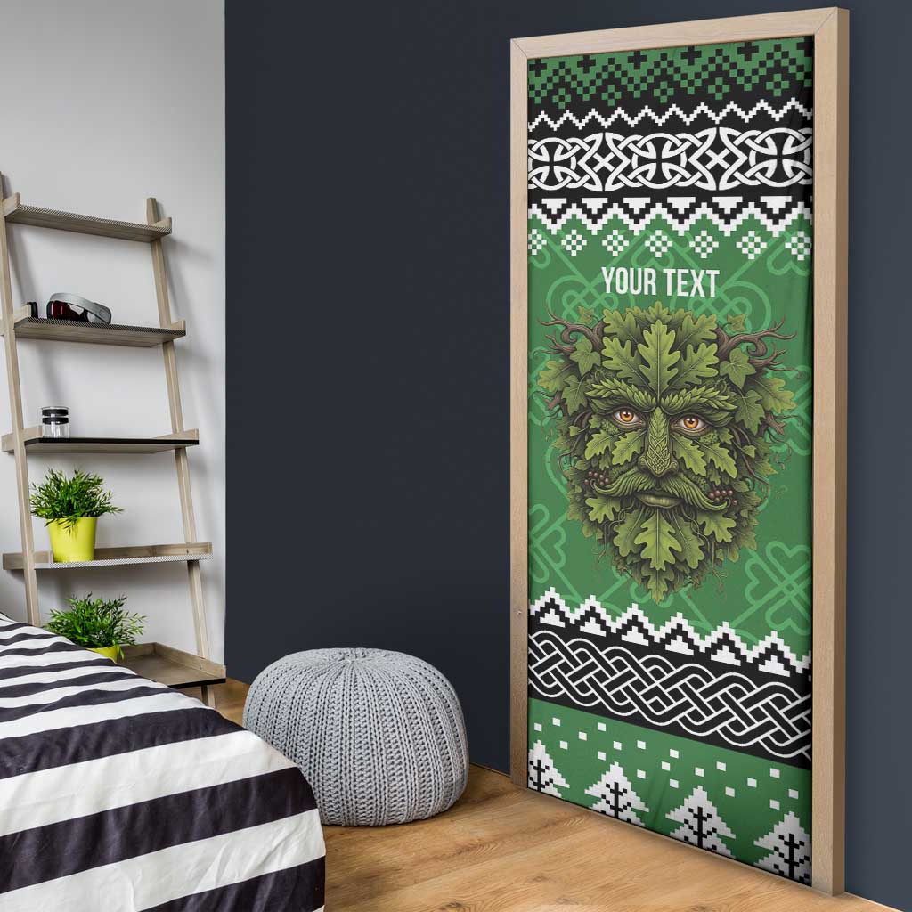 Personalized Anglesey Wales Christmas Door Cover Green Man Celtic Knot - Wonder Print Shop