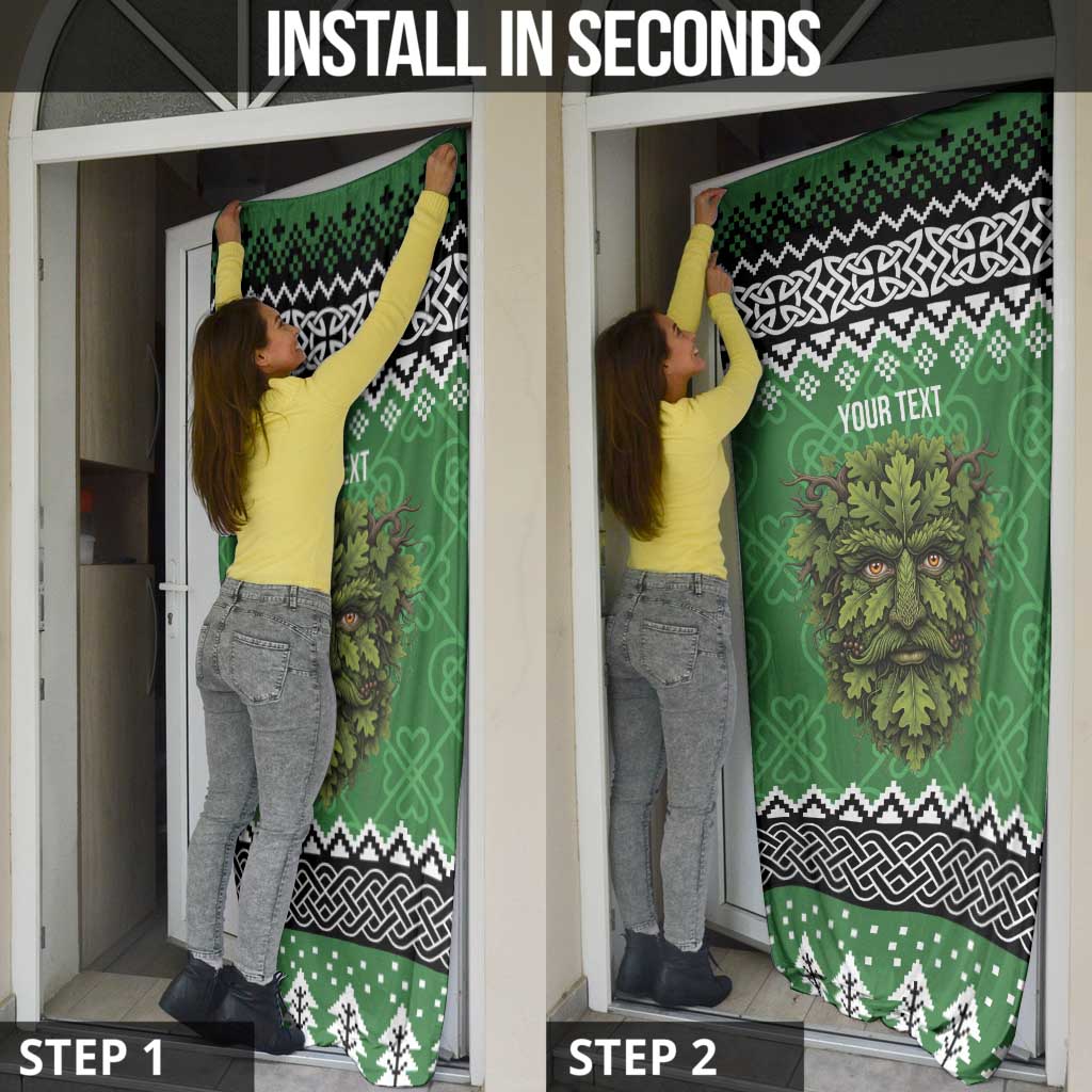 Personalized Anglesey Wales Christmas Door Cover Green Man Celtic Knot - Wonder Print Shop