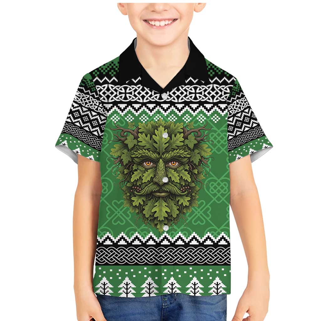 Personalized Anglesey Wales Christmas Family Matching Mermaid Dress and Hawaiian Shirt Green Man Celtic Knot - Wonder Print Shop