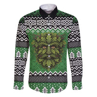 Personalized Anglesey Wales Christmas Family Matching Off Shoulder Short Dress and Hawaiian Shirt Green Man Celtic Knot - Wonder Print Shop