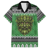 Personalized Anglesey Wales Christmas Family Matching Short Sleeve Bodycon Dress and Hawaiian Shirt Green Man Celtic Knot - Wonder Print Shop