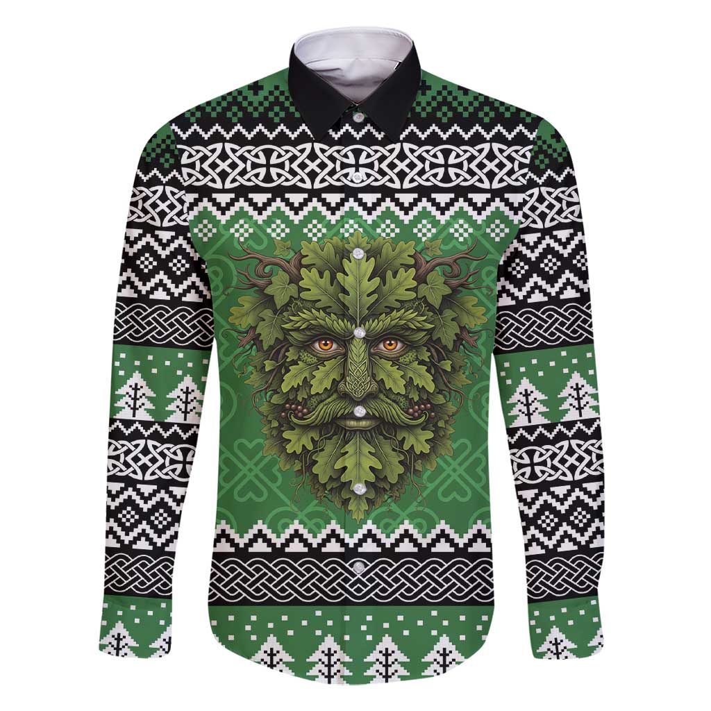 Personalized Anglesey Wales Christmas Family Matching Short Sleeve Bodycon Dress and Hawaiian Shirt Green Man Celtic Knot - Wonder Print Shop