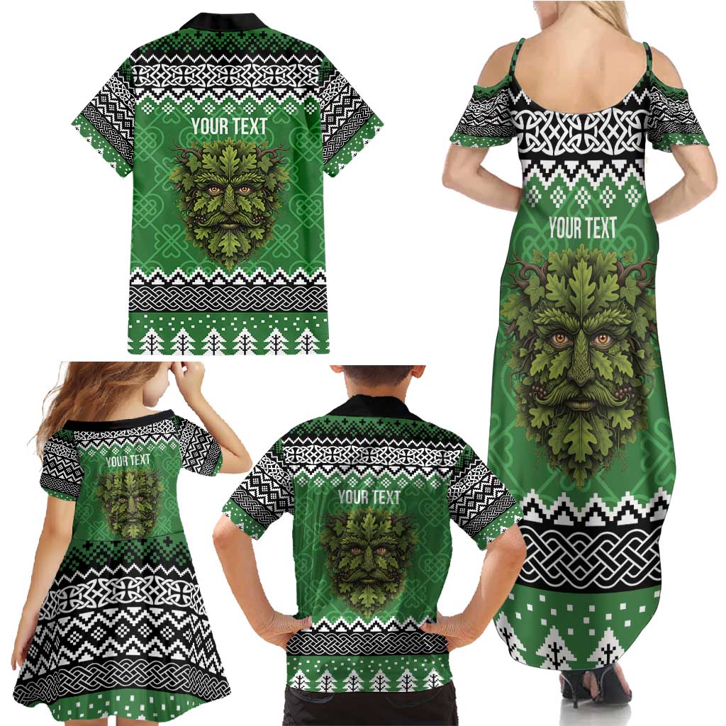Personalized Anglesey Wales Christmas Family Matching Summer Maxi Dress and Hawaiian Shirt Green Man Celtic Knot - Wonder Print Shop