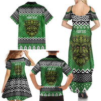 Personalized Anglesey Wales Christmas Family Matching Summer Maxi Dress and Hawaiian Shirt Green Man Celtic Knot - Wonder Print Shop
