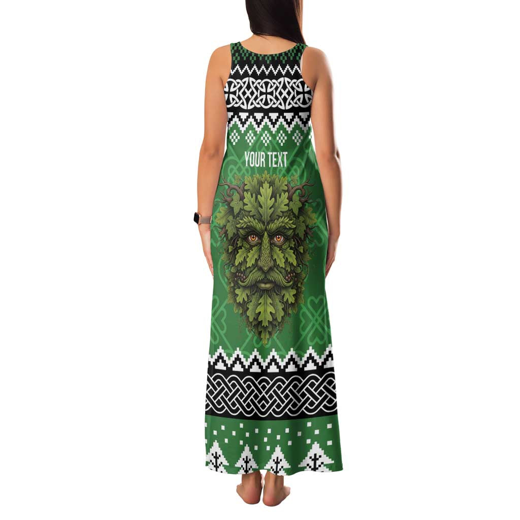Personalized Anglesey Wales Christmas Family Matching Tank Maxi Dress and Hawaiian Shirt Green Man Celtic Knot - Wonder Print Shop
