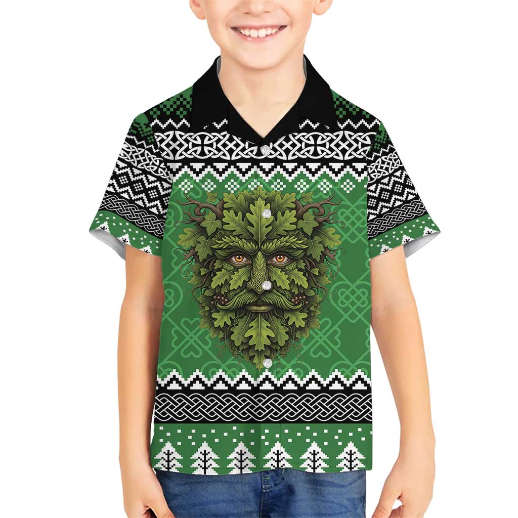 Personalized Anglesey Wales Christmas Family Matching Tank Maxi Dress and Hawaiian Shirt Green Man Celtic Knot - Wonder Print Shop