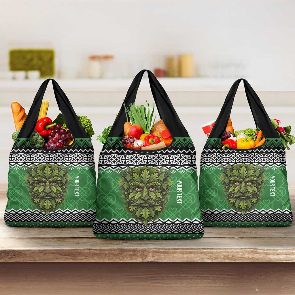 Personalized Anglesey Wales Christmas Grocery Bag Green Man Celtic Knot - Wonder Print Shop