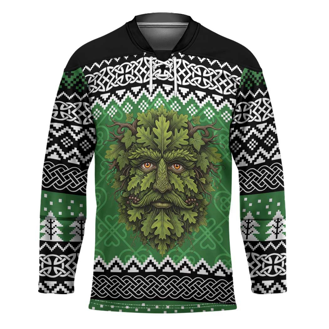 Personalized Anglesey Wales Christmas Hockey Jersey Green Man Celtic Knot - Wonder Print Shop
