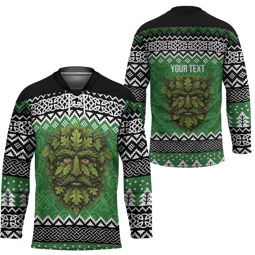 Personalized Anglesey Wales Christmas Hockey Jersey Green Man Celtic Knot - Wonder Print Shop