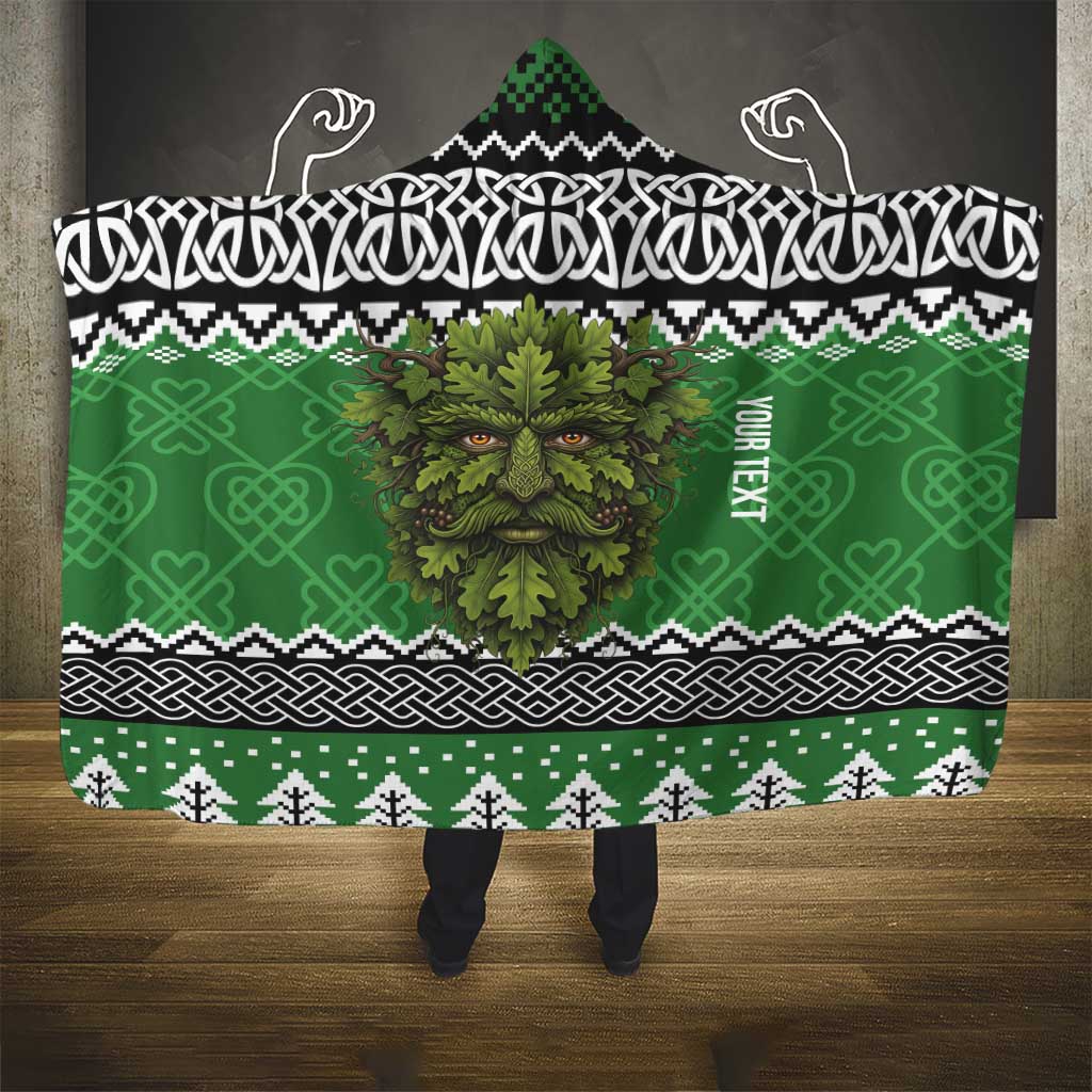 Personalized Anglesey Wales Christmas Hooded Blanket Green Man Celtic Knot - Wonder Print Shop