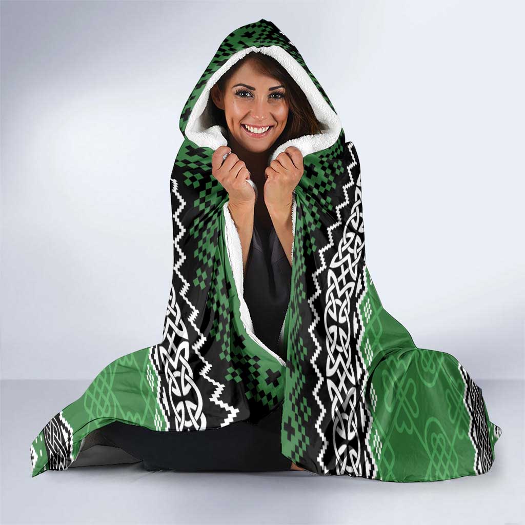 Personalized Anglesey Wales Christmas Hooded Blanket Green Man Celtic Knot - Wonder Print Shop